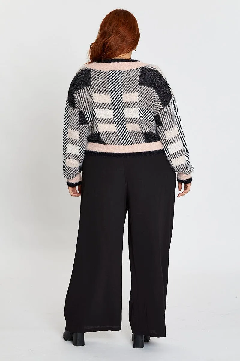 Black High Waist Wide Leg Crepe Pants Cozy Fit