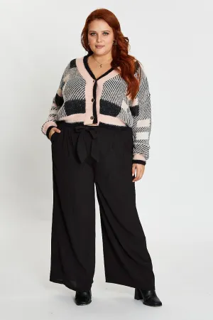 Core Ease Black High Waist Wide Leg Crepe Pants