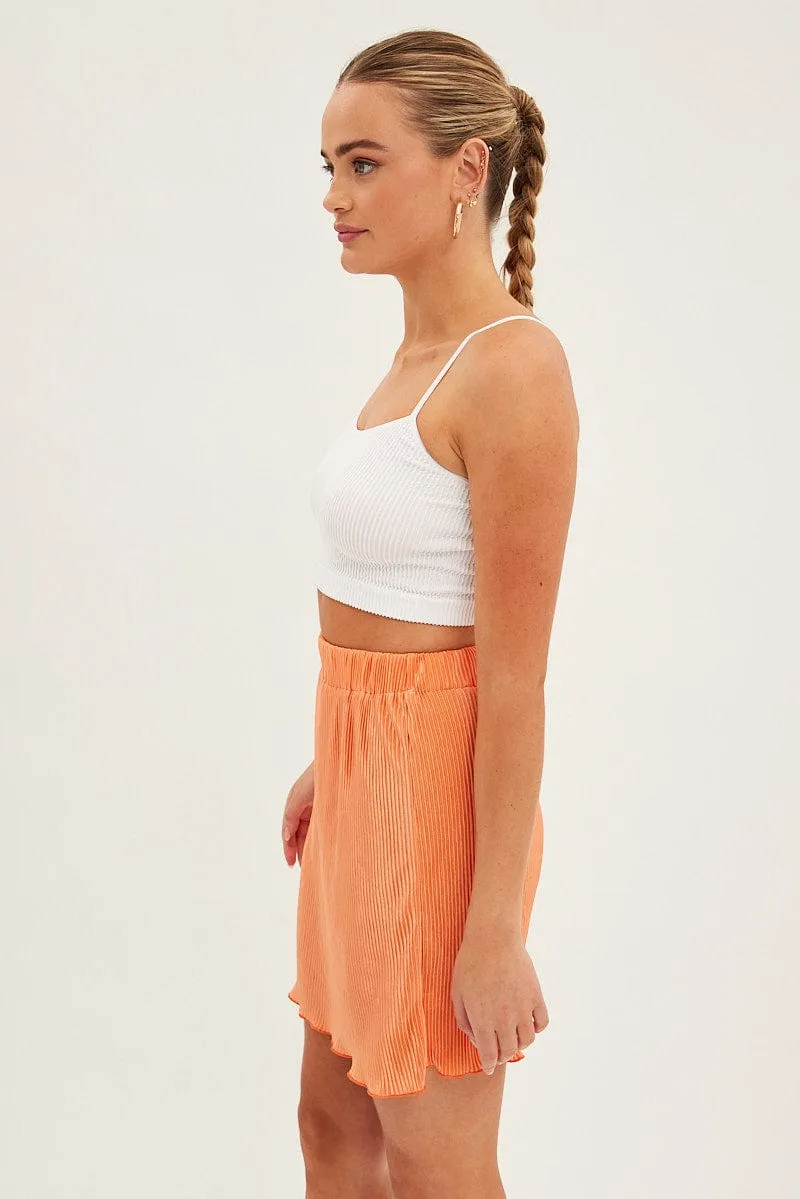 Global Inspiration Resort Vacation Orange Plisse Mini Skirt