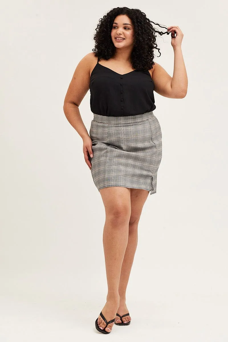 Black Button Front Singlet Top TumbleDry Safe Focus Mood