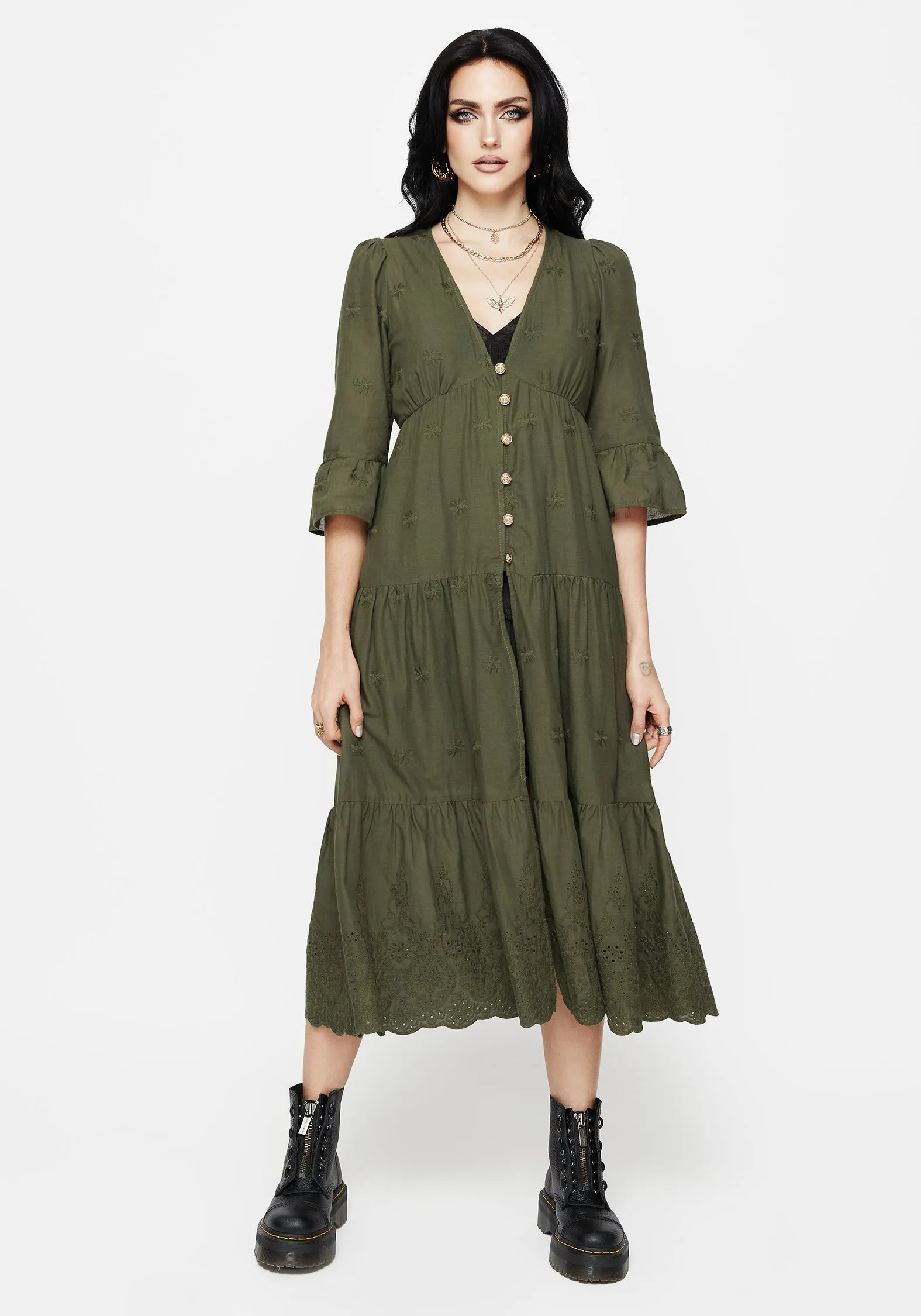 Gossamer Tiered Overdress - Green Grass Smell Chic Outfit