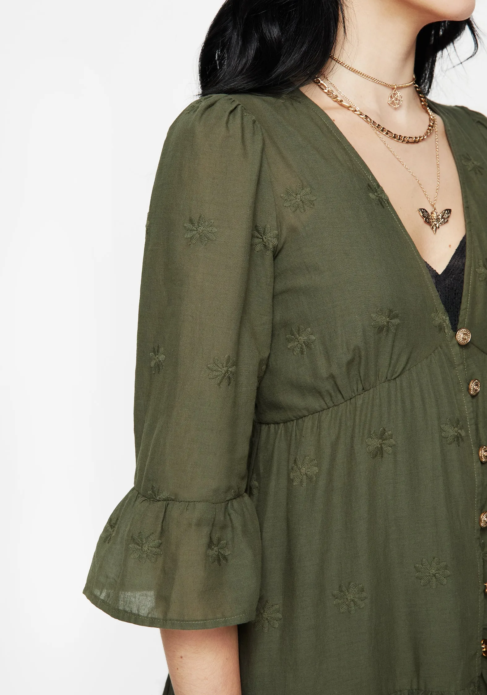 Gossamer Tiered Overdress - Green Everyday Smart Chic and Simple