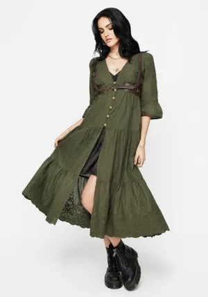 Sequin Glow Feast Table Gossamer Tiered Overdress - Green