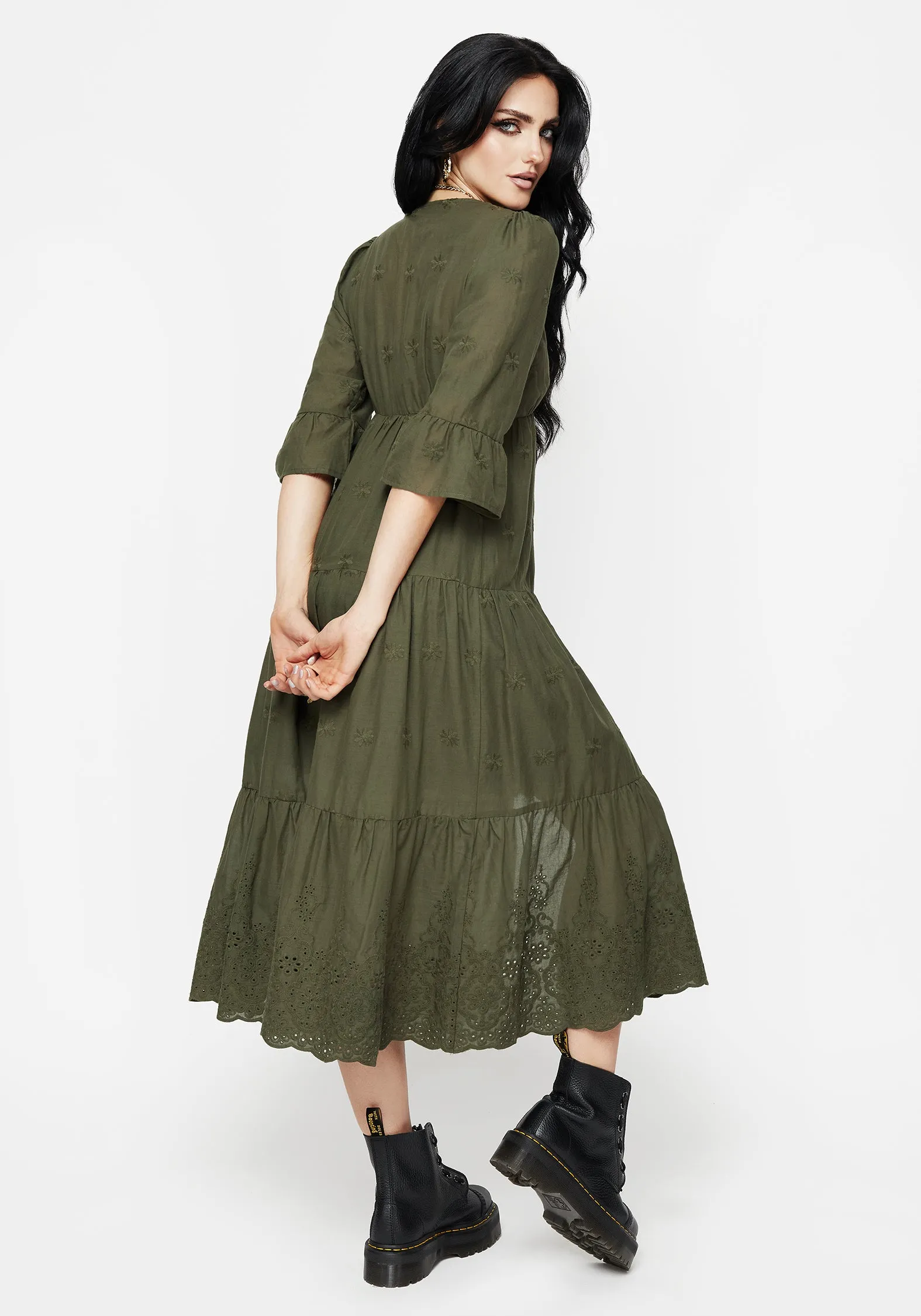 Party Proof Comfortable Wardrobe Gossamer Tiered Overdress - Green