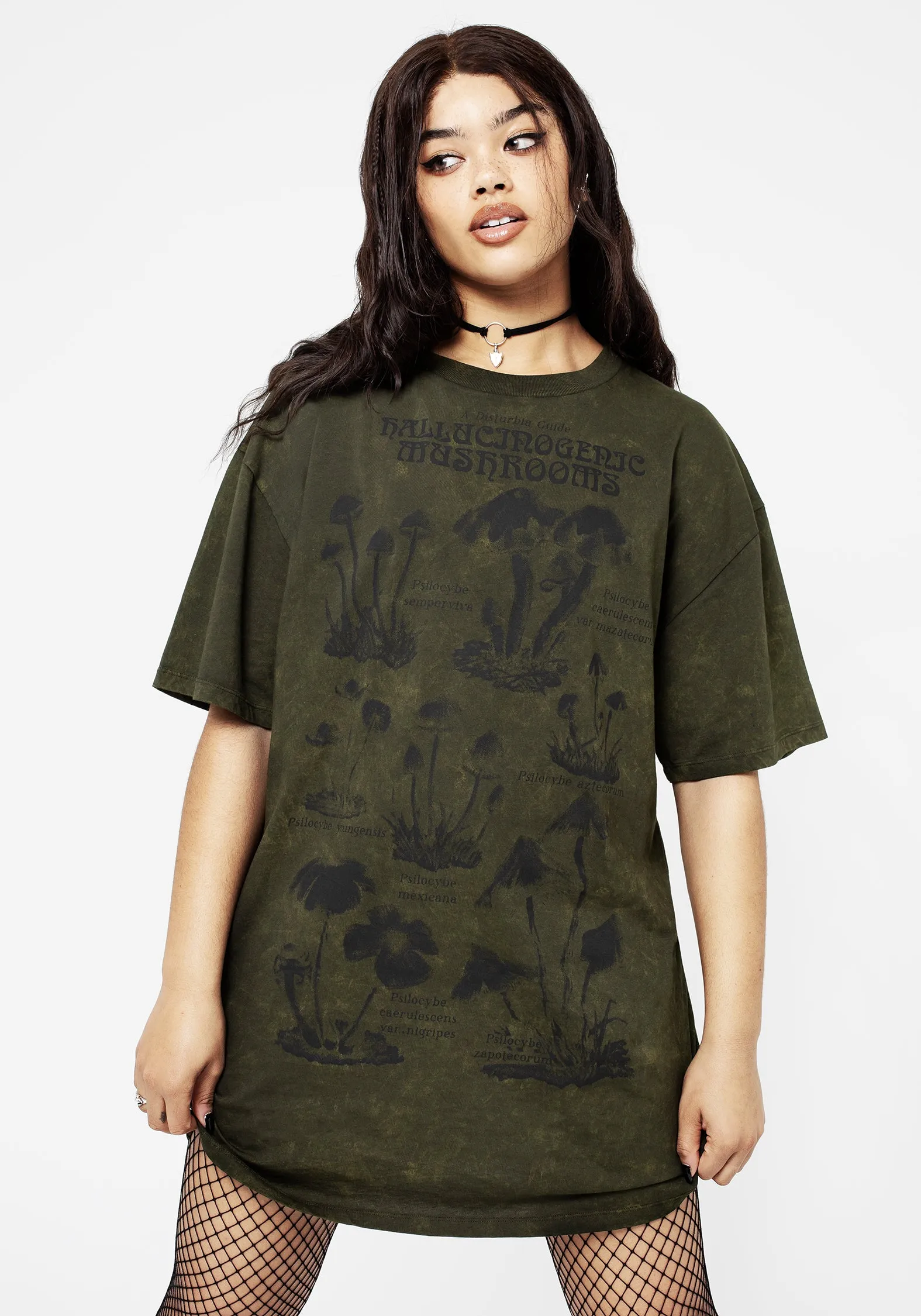 Durable Zipper Psychotrope Mushroom Tee Dress