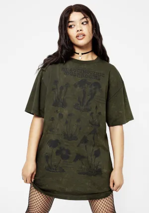 Durable Zipper Psychotrope Mushroom Tee Dress