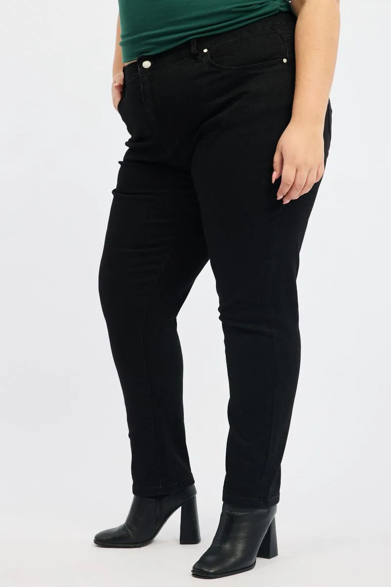 Black Mom Jeans High Rise Premium Outdoor Enthusiast Comfy Touch