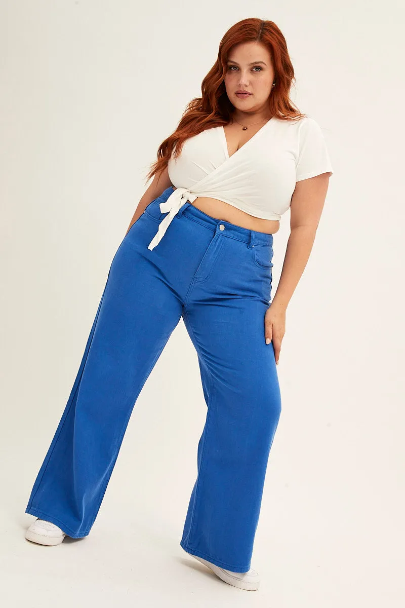 Blue Wide Leg Jeans High Rise Traveler Gear Slim