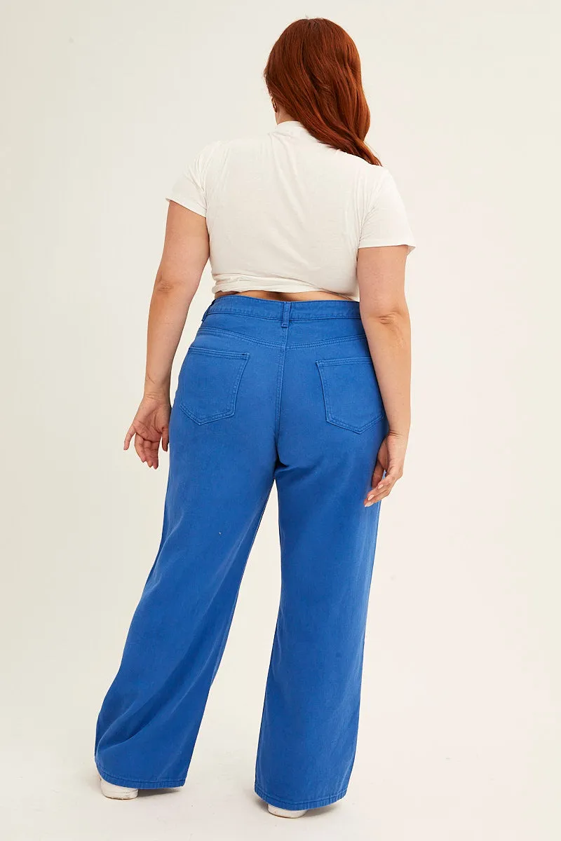 Blue Wide Leg Jeans High Rise Party Look Couple Look Earthy Classic Cut