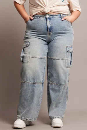 Denim Cargo Jeans High Rise Outdoor Adventure Stylish Family Style City Walk Smart Casual