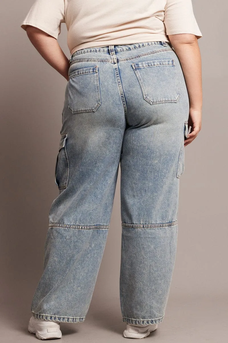 Denim Cargo Jeans High Rise Cool Day Look