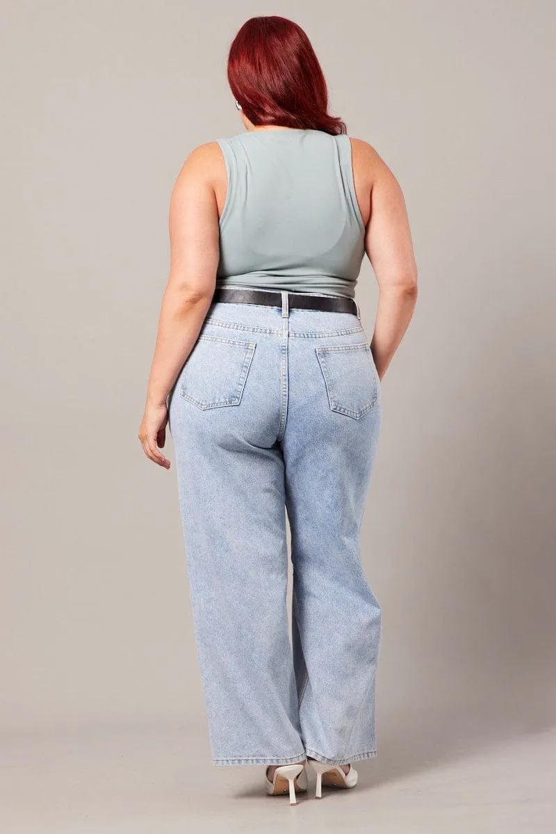 Comfy Home Comfort Weekend Getaway Denim Straight Jeans High Rise