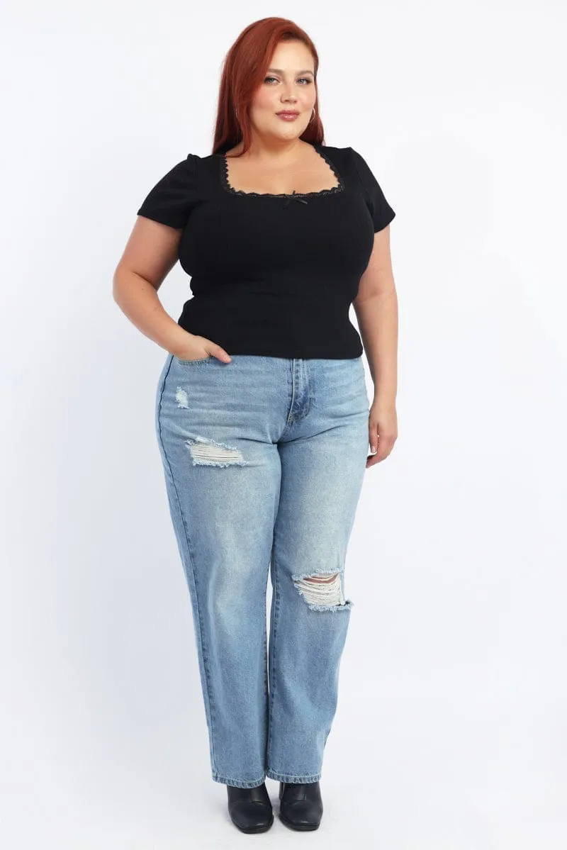 Denim Straight Jeans Luxury Textured