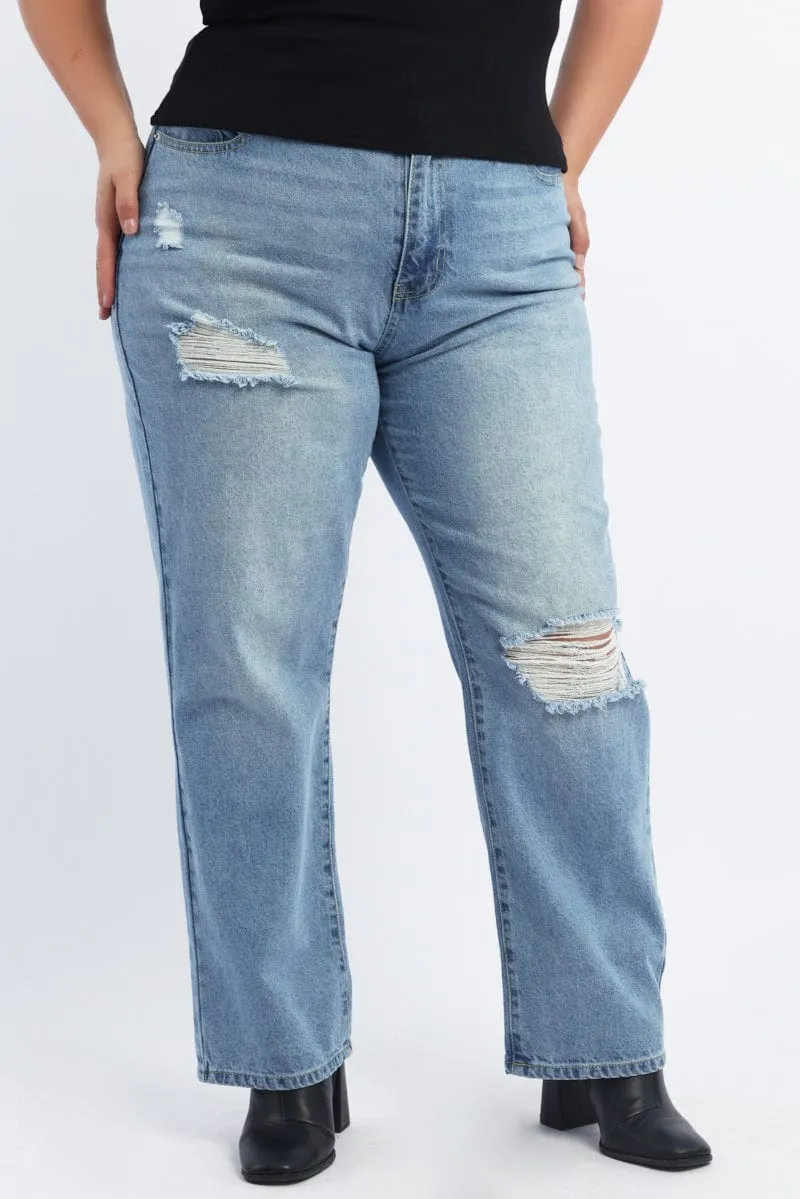 Relaxed Look Minimalist Night Out Smooth Denim Straight Jeans