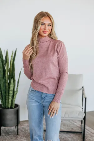 Chilly Days Wear Faith Mock Neck Sweater - Mauve