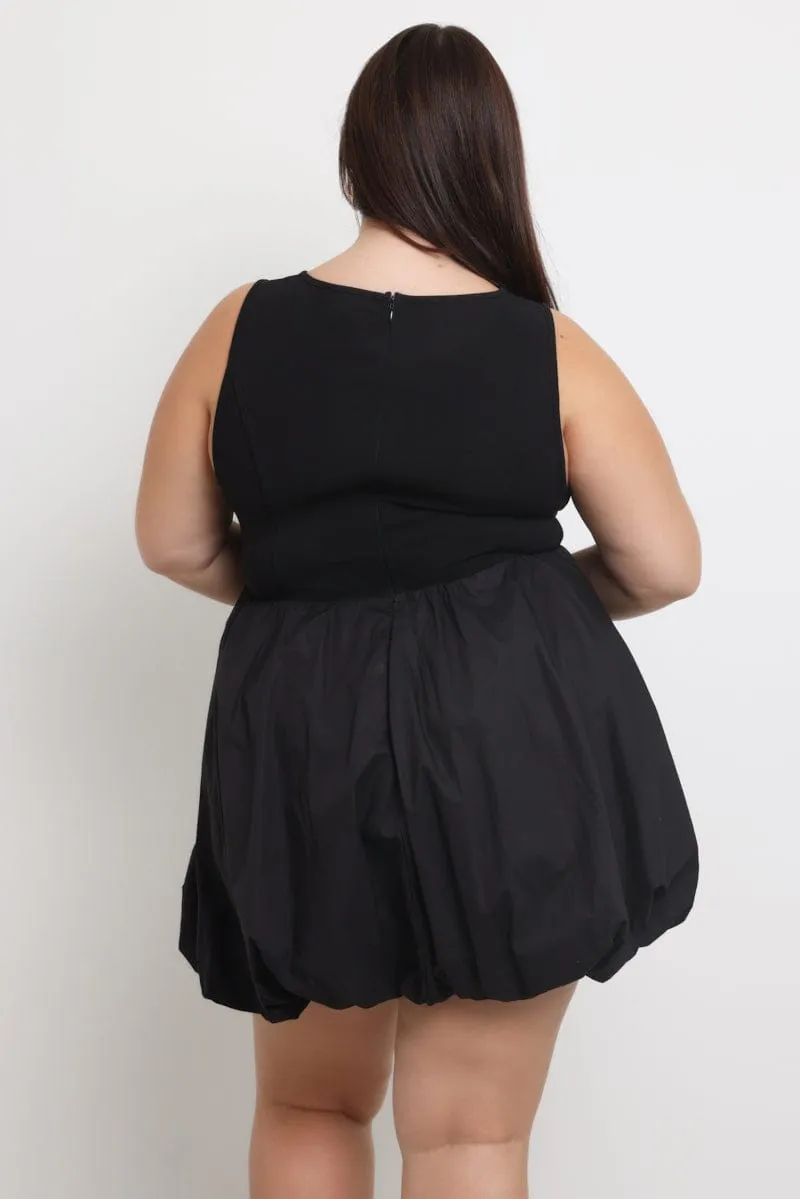 Edge Fresh Glow Mode Black Bubble Mini Dress