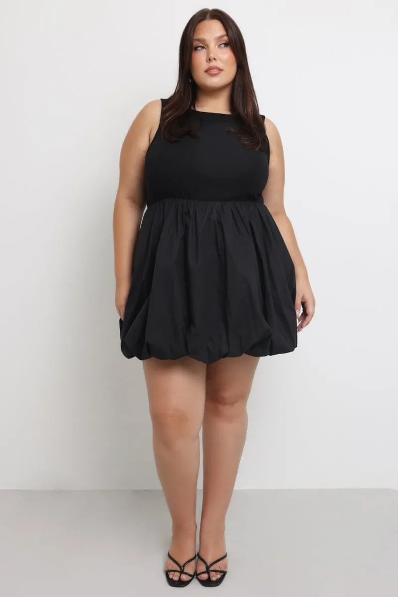 Black Bubble Mini Dress Trendy Charm