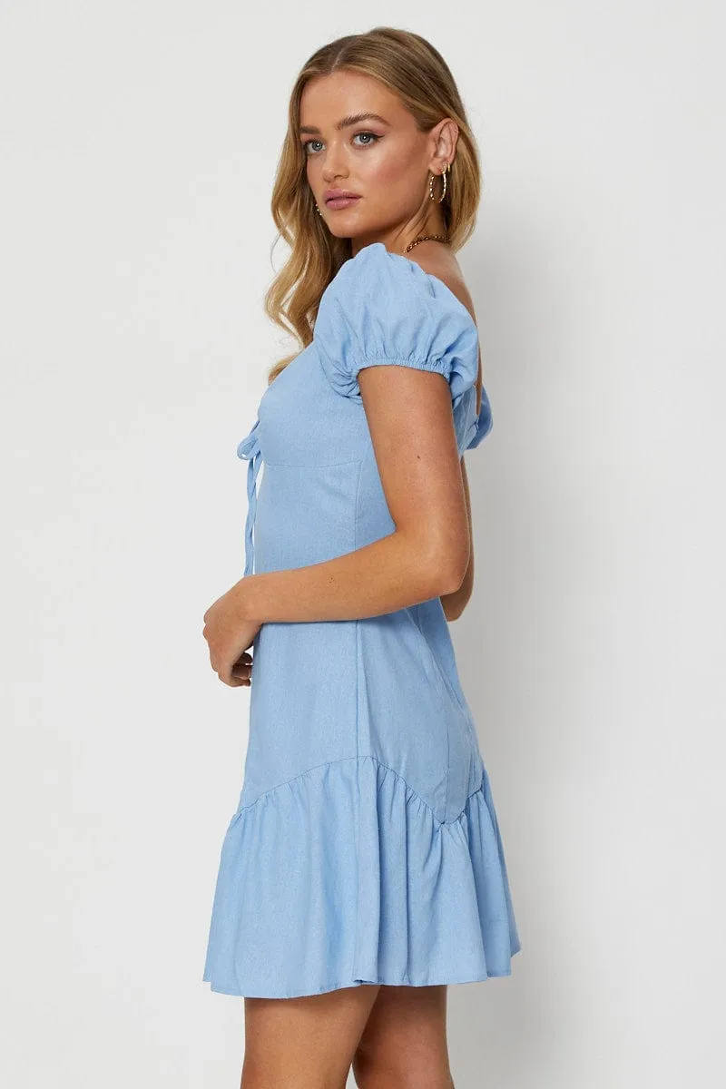 Smart Look Weekend Style Look Blue Mini Dress Skater