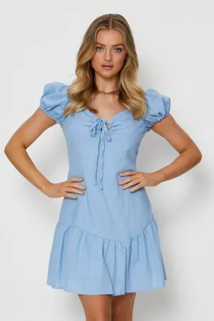 Bohemian Chic Blue Mini Dress Skater