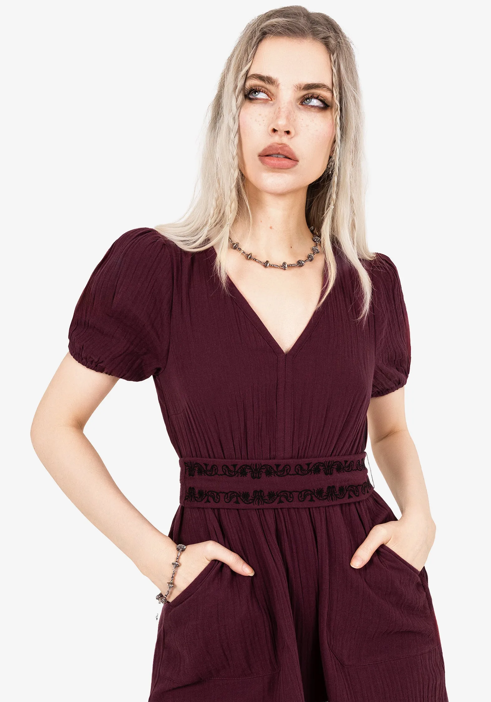 Playful youthful dress Trendy Vibes Poultice Embroidered Cotton Mini Dress
