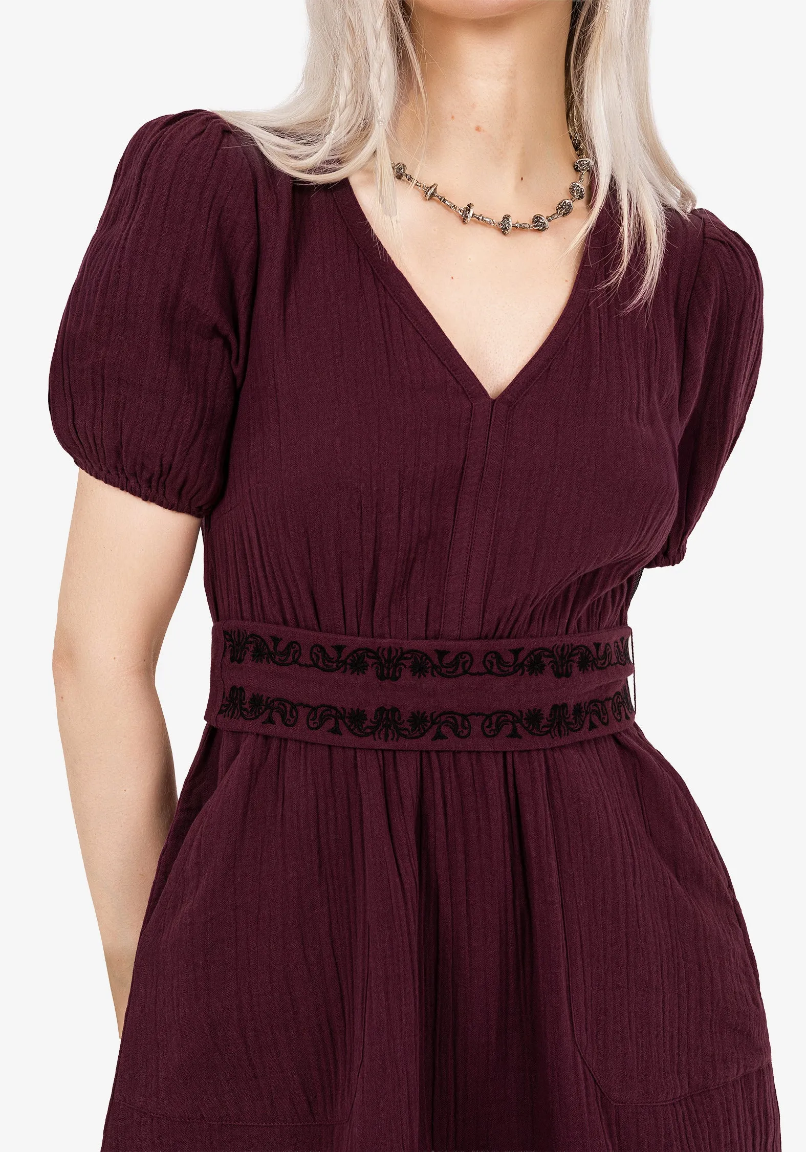 Soft Touch City Soft Poultice Embroidered Cotton Mini Dress