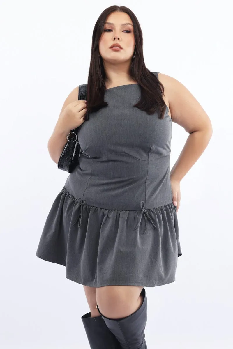 Grey Drop Waist Mini Dress Heat Scene
