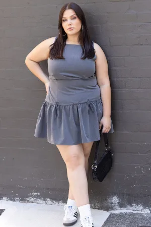 Heat Scene City Shine Grey Drop Waist Mini Dress