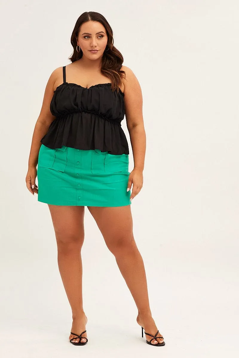Black Black Gathered Bust Singlet Top Next Core