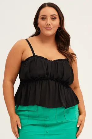 Black Black Gathered Bust Singlet Top World Edge