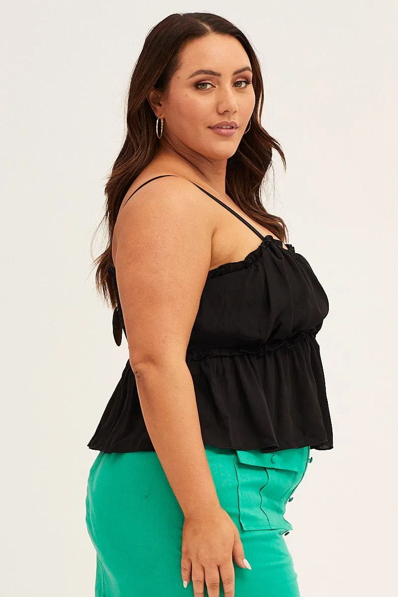 Black Black Gathered Bust Singlet Top Mesh Glow FastDrying Inner Layer