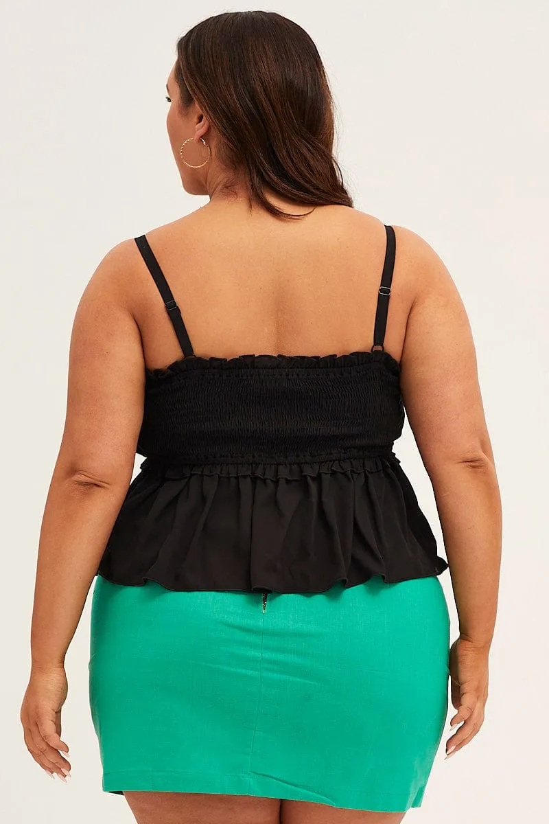 Black Black Gathered Bust Singlet Top Relaxation Wear