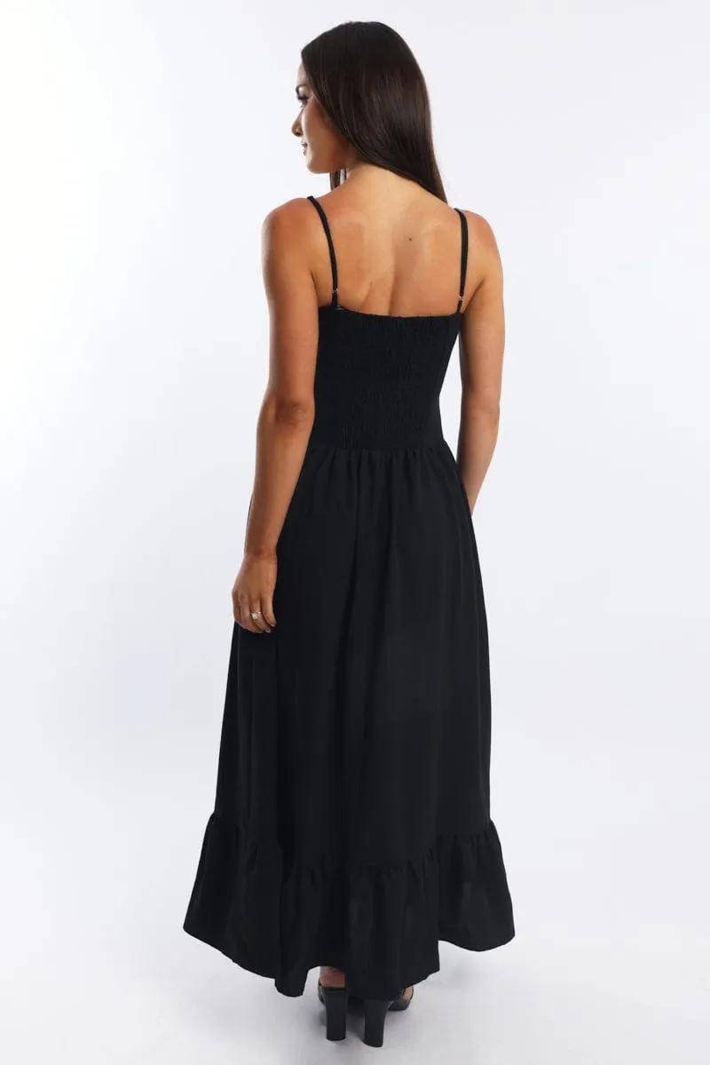 Black Maxi Dress Corset Detailed The dress??s simple design allows you to dress it up or down depending on your style