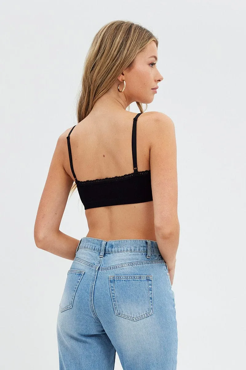 Carry Ease RollUp Sleeves Black Bralette Seamless