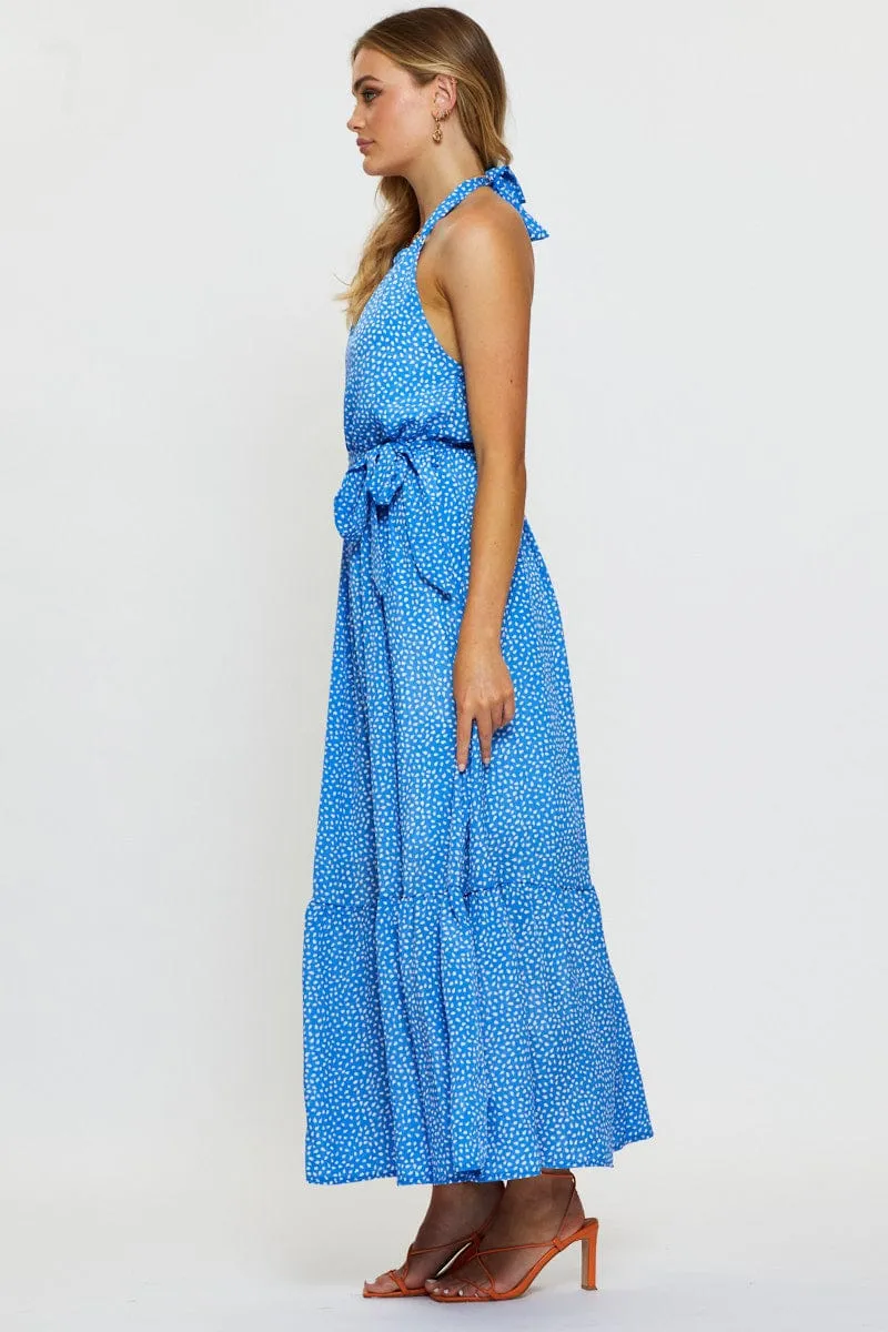 Versatile occasion dress Diamond Shine Geo Print Maxi Dress Halter Neck