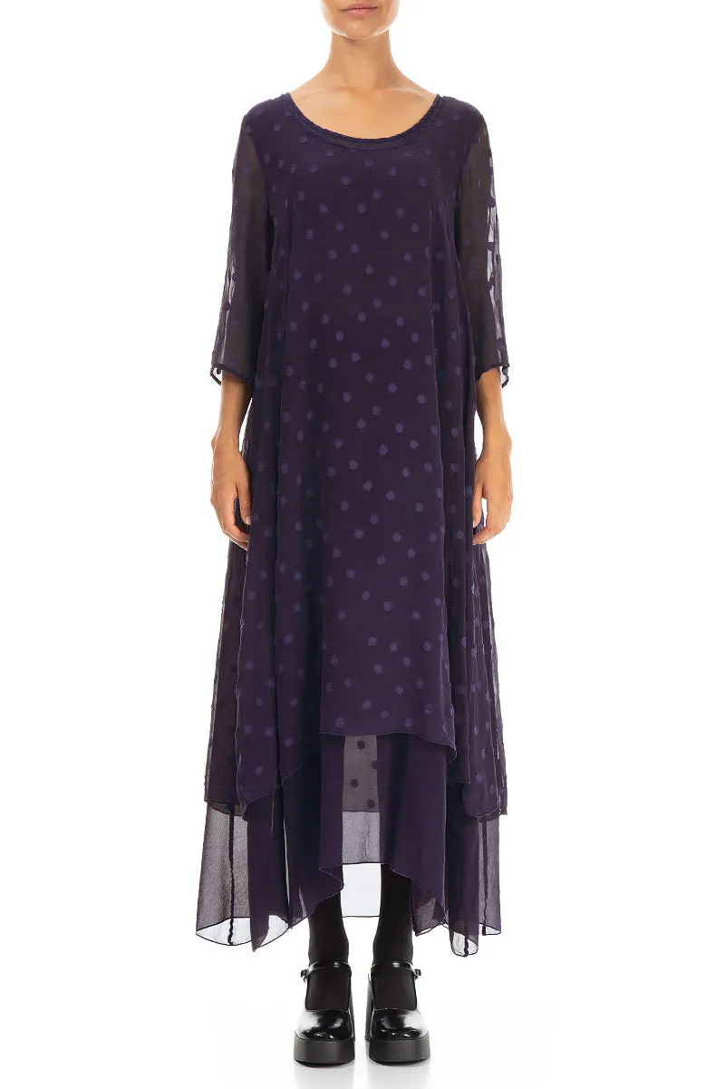 Layered Dotty Royal Purple Silk Dress Thermal Insulation Layer