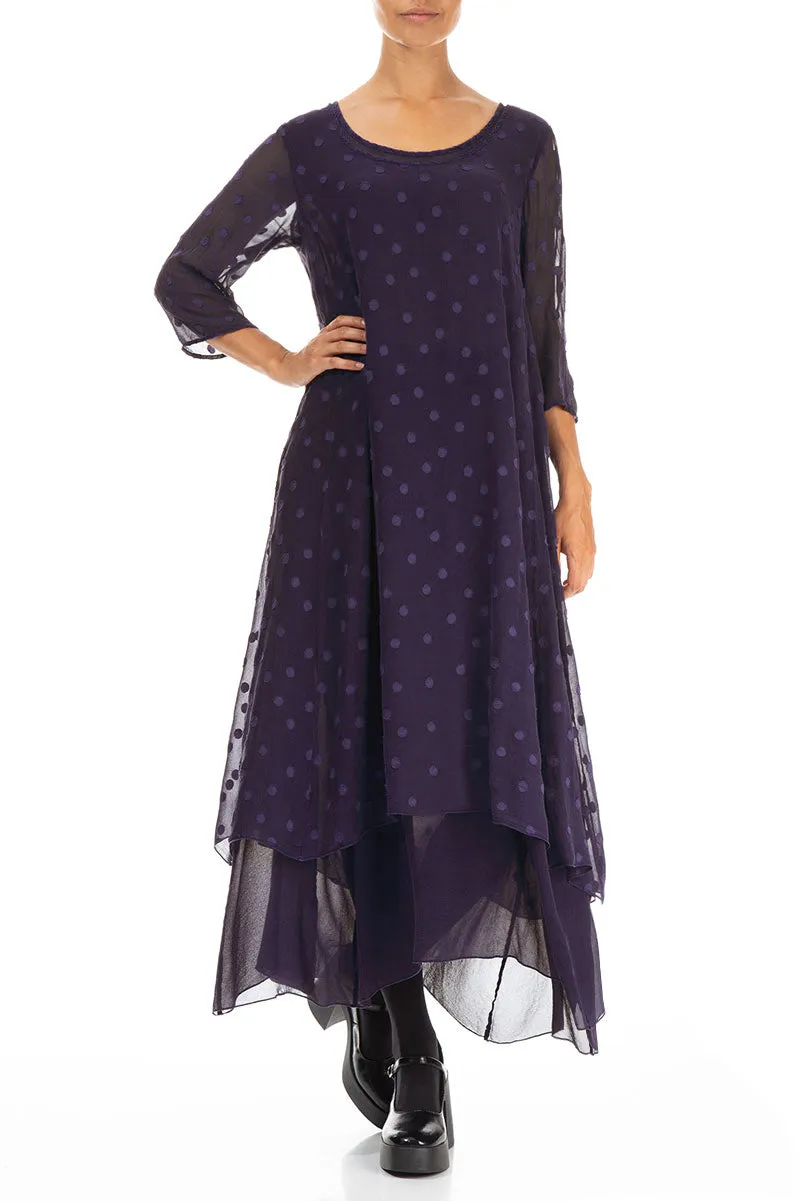Weatherproof Outerwear NonSlipGrip Layered Dotty Royal Purple Silk Dress