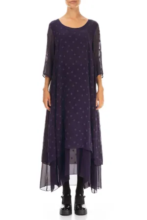 Layered Dotty Royal Purple Silk Dress Thermal Insulation Layer