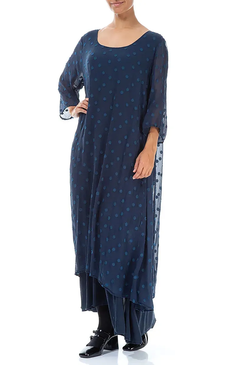 Layered Dotty Sapphire Silk Dress DurableCoverstitch