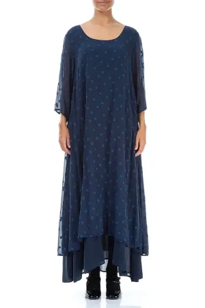 Layered Dotty Sapphire Silk Dress Tech Mood Zen Glow