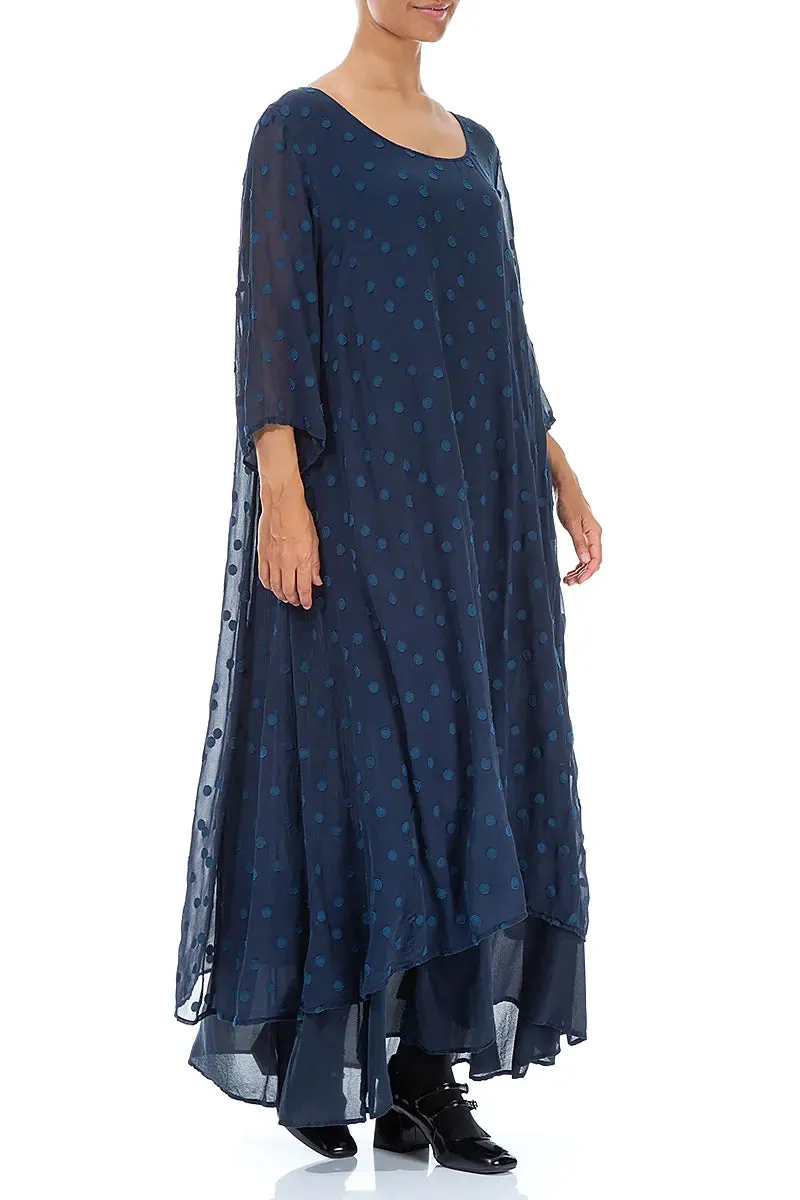Layered Dotty Sapphire Silk Dress Soft Pants Trend Glow