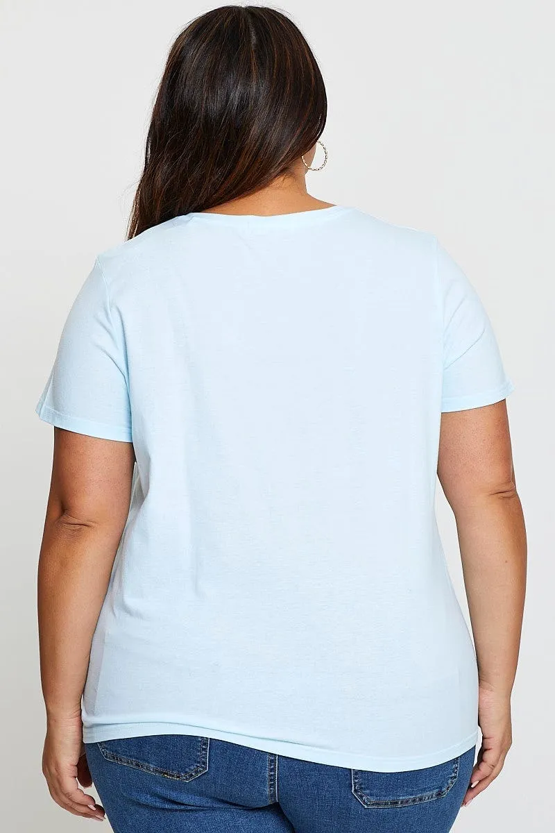 Blue Graphic T-shirt Aspen Crew Neck Short Sleeve Buttery Soft Fabric