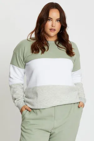 Vacation Style Multi Colour Long Sleeve Spliced Fleece Sweater