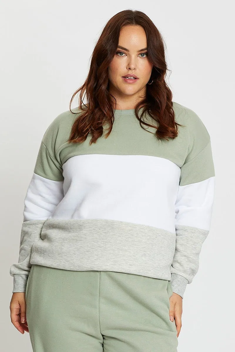 Breathable Material perfect for anniversaries Multi Colour Long Sleeve Spliced Fleece Sweater