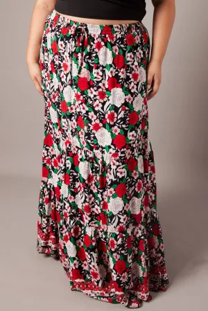Statement Piece Slow Fashion Black Boho Maxi Skirt High Waist Tiered