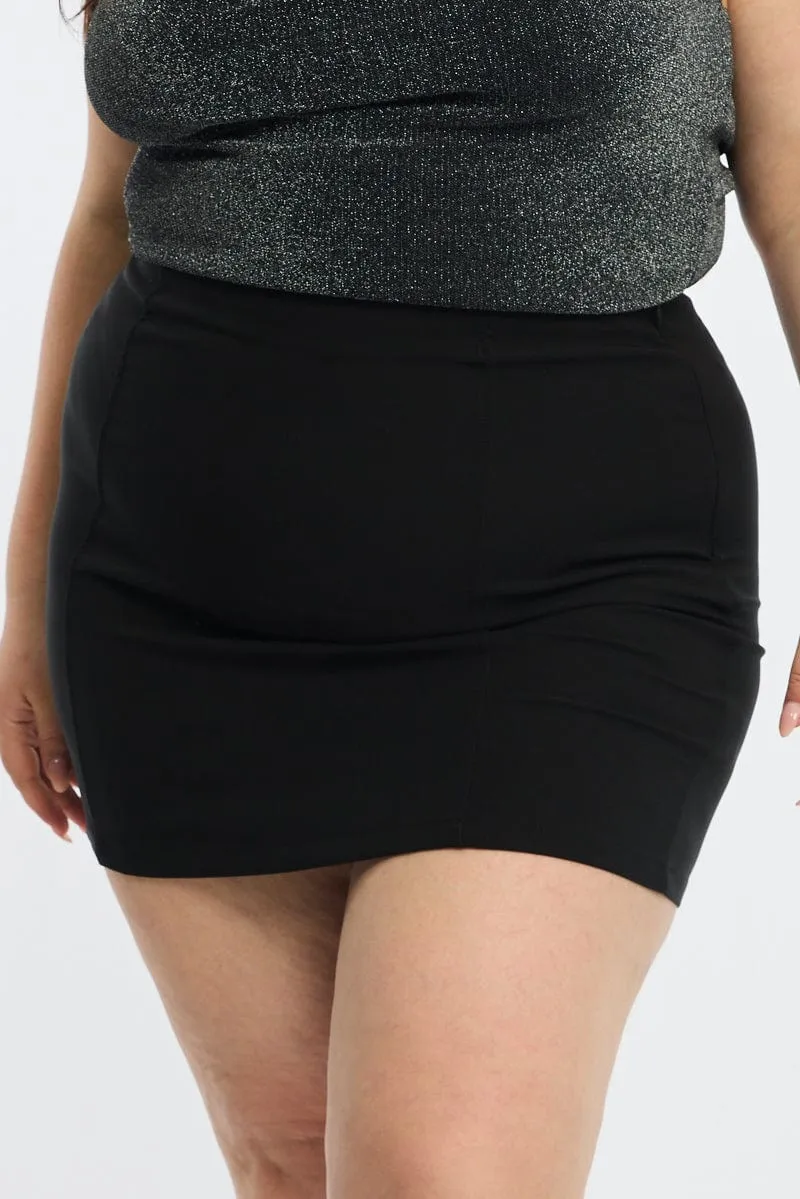 Full Circle Minimalist Chic Black Mini Skirt