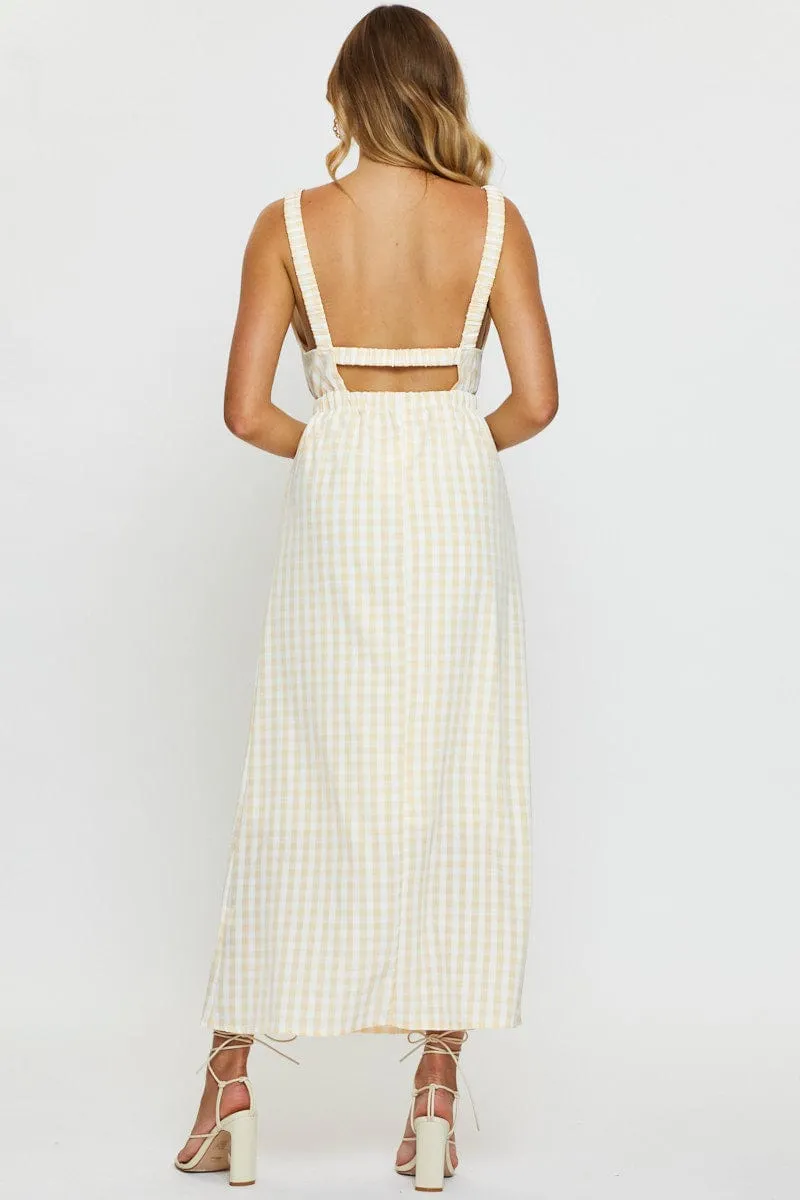 Check Maxi Dress Sleeveless Seaside Path