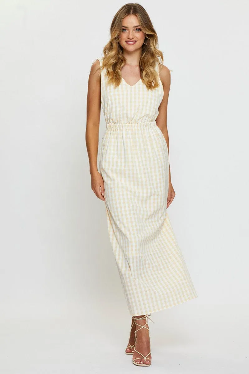 Check Maxi Dress Sleeveless The dress??s versatile design allows you to wear it for work, weekend outings, or evening events The simple yet chic design of this maxi dress ensures it can be dressed up or down