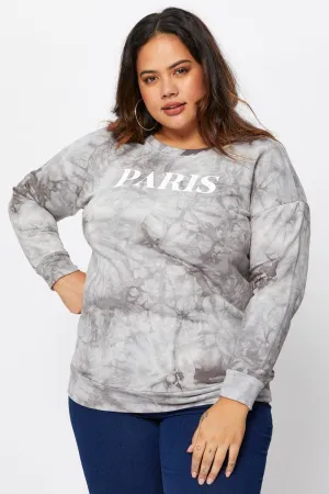 Casual Chic Multi Colour Fleece Sweatshirt Paris Slogan Long Sleeve