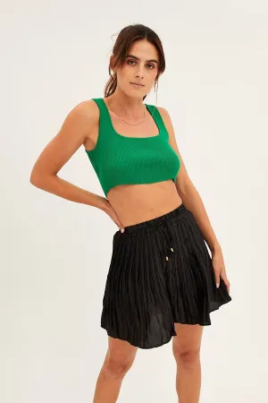 Outfit Details Outfit Focused Black Pleated Skirt Mini Satin