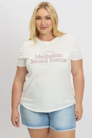 Minimal Outfit White Graphic T Shirt Short Sleeve Crew